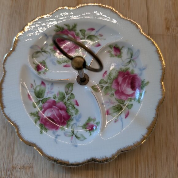 L'Amour China Gold and Floral Hand Painted Jewelry Dish - Picture 2 of 8